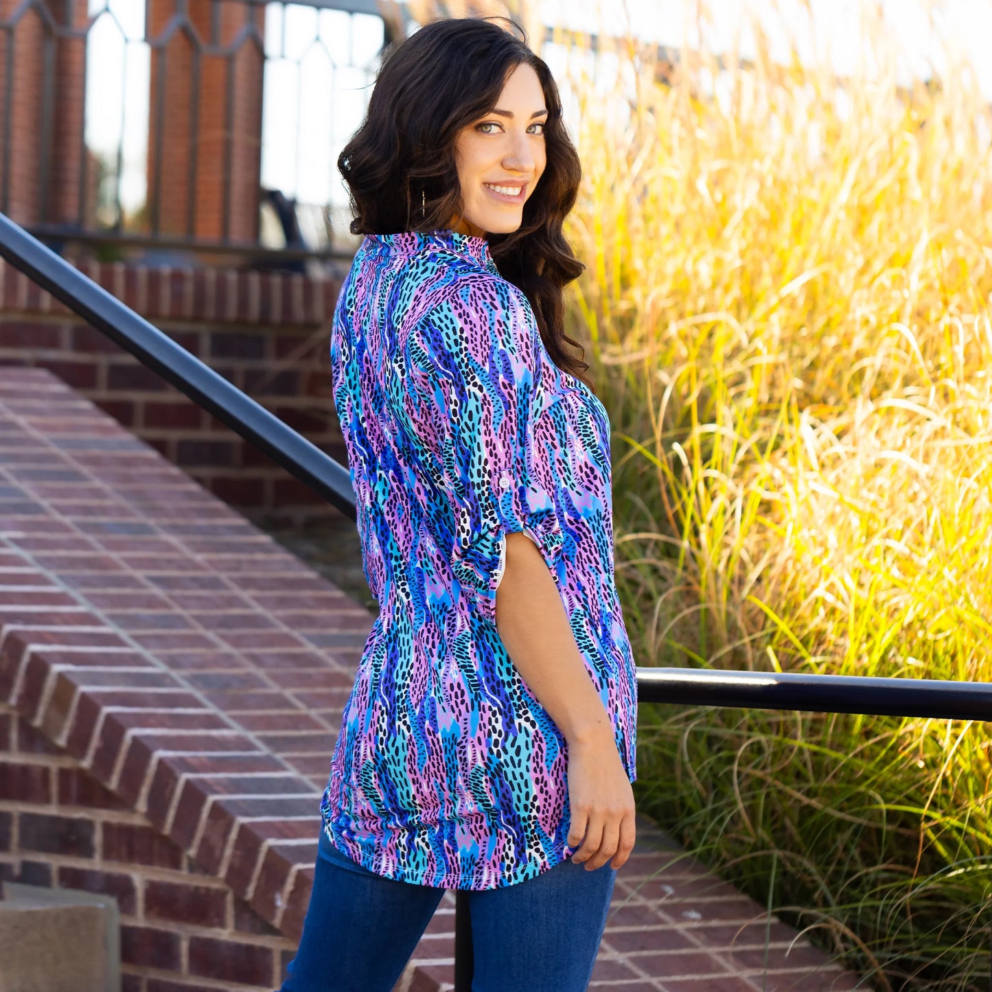 $20 Sunshine & Redeo Sale Abstract Print 3/4 Sleeve Top