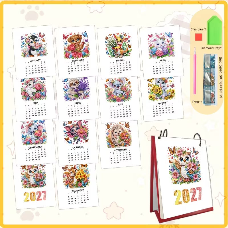 Preorder Cute Animals Diamond Art Desk Calendar Kit