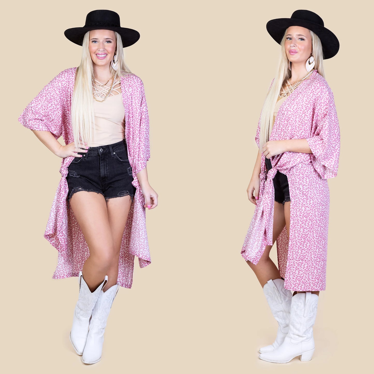Leopard Duster - Pink