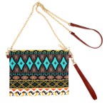 Multi Colored Aztek Print Canvas Cross Body Handbag