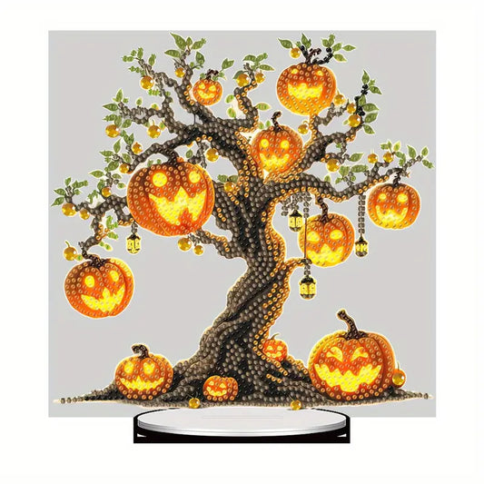 Pumpkin Tree Standing Diamond Art