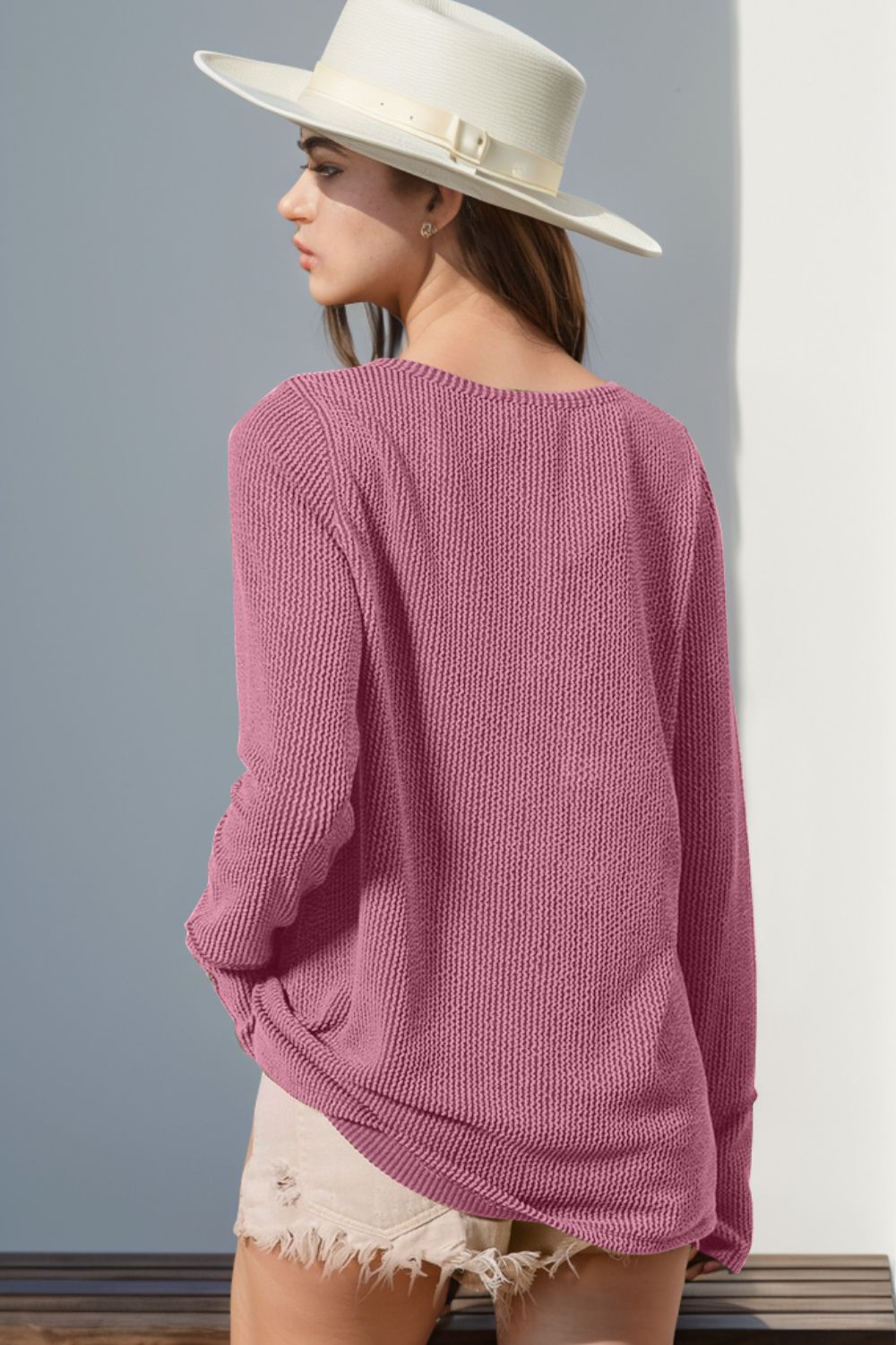 DOORBUSTER Double Take Full Size Notched Thumbhole Long Sleeve T-Shirt