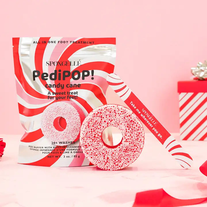 Candy Cane Pedipop Spongelle Pedi Buffer & Nail File Set PREORDER