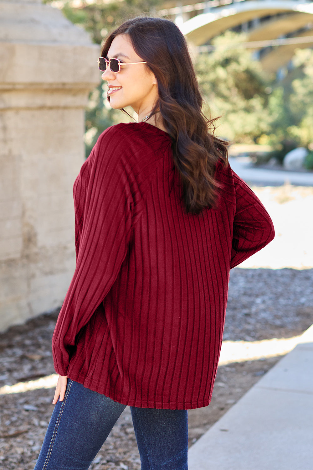 BF Doorbuster! 5 Colors! Basic Bae Full Size Ribbed Round Neck Long Sleeve Knit Top
