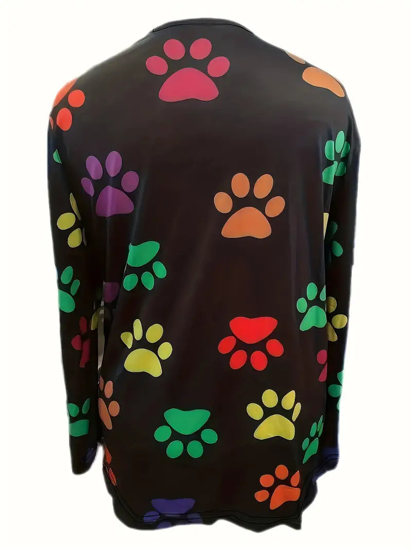 Colorful Paw Print Cardigan