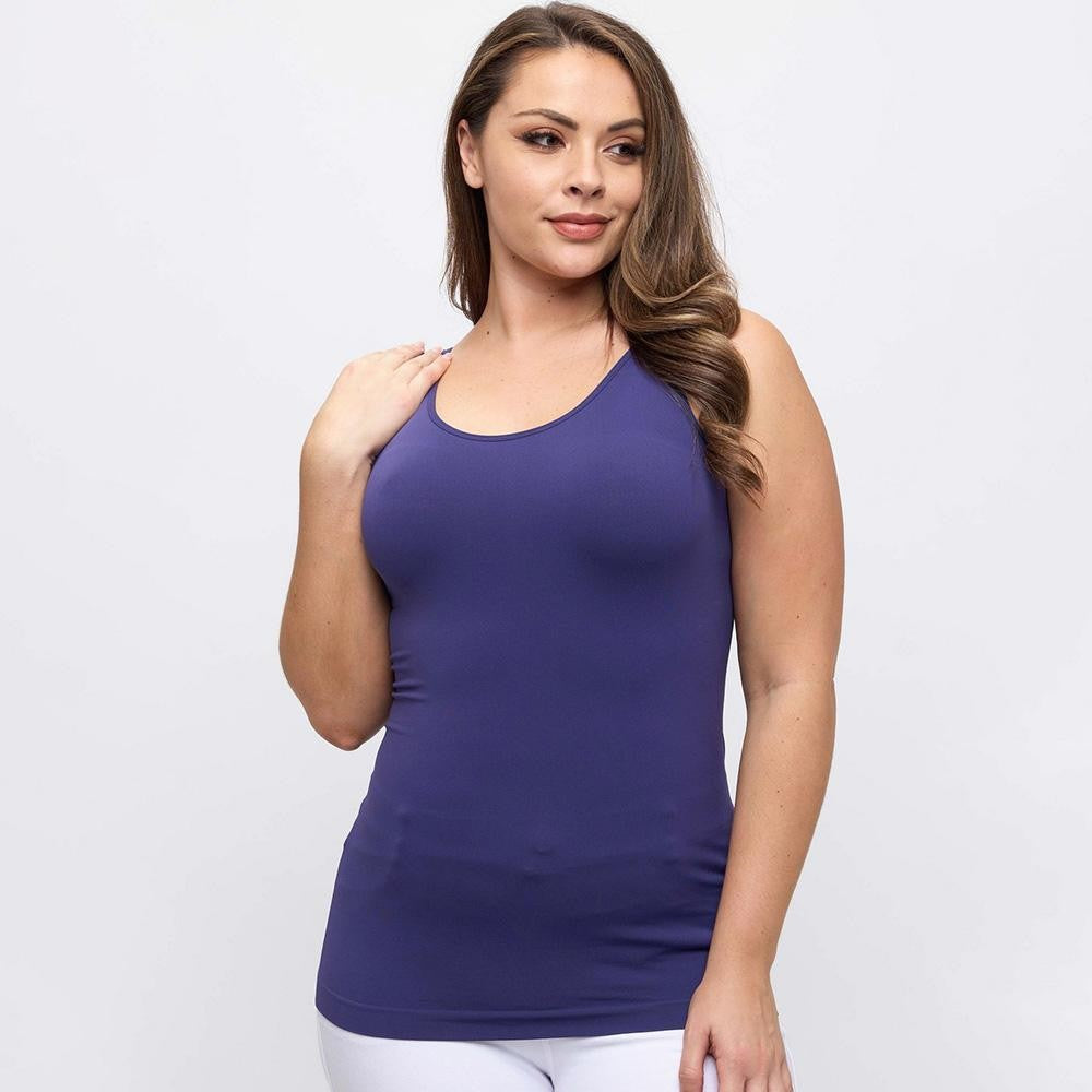 Plus Size Yelete V or U Neckline Reversible Seamless Tank - 40 Color Options!