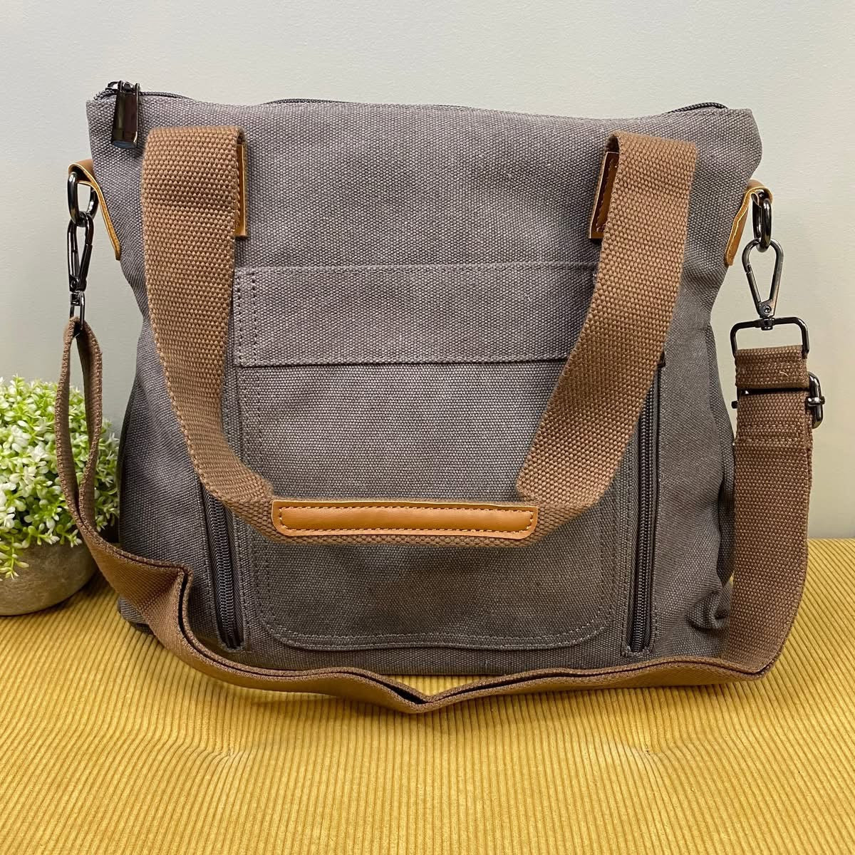 MAKE YOUR OWN BUNDLE - GREY Caitlin Canvas Satchel
