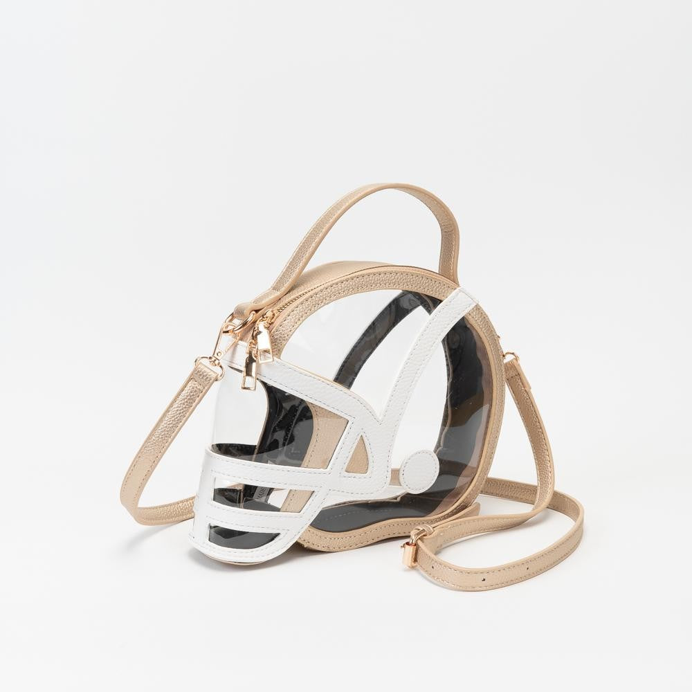 Clear Football Helmet Tote Bag With Vegan Leather Trim