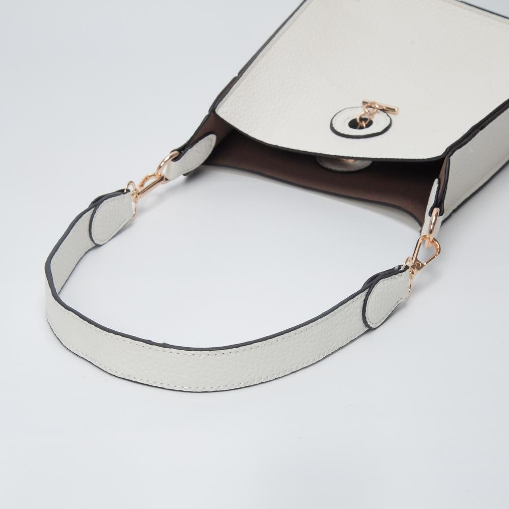 Vegan Leather Rectangular Tote Bag With Toggle Clasp
