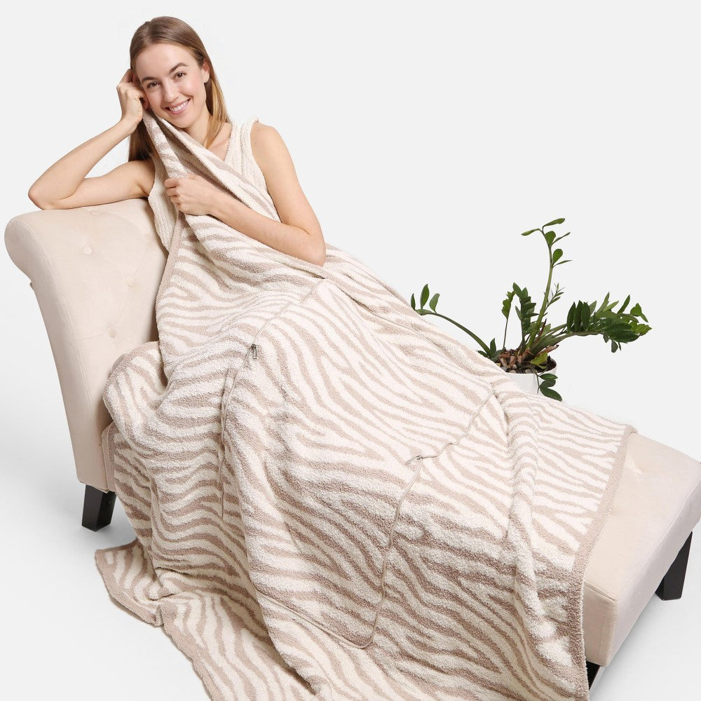 Zebra Knit ComfyLuxe Two in One Blanket Pillow.