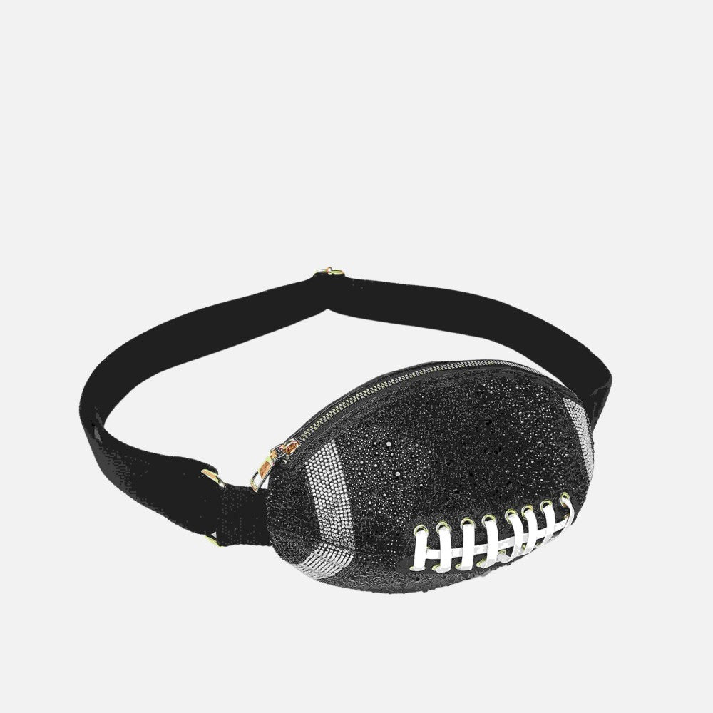 Rhinestone & Glitter Football Crossbody Bag