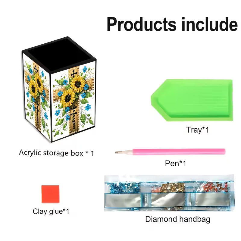 Preorder Sunflower Cross Diamond Art Pen Holder