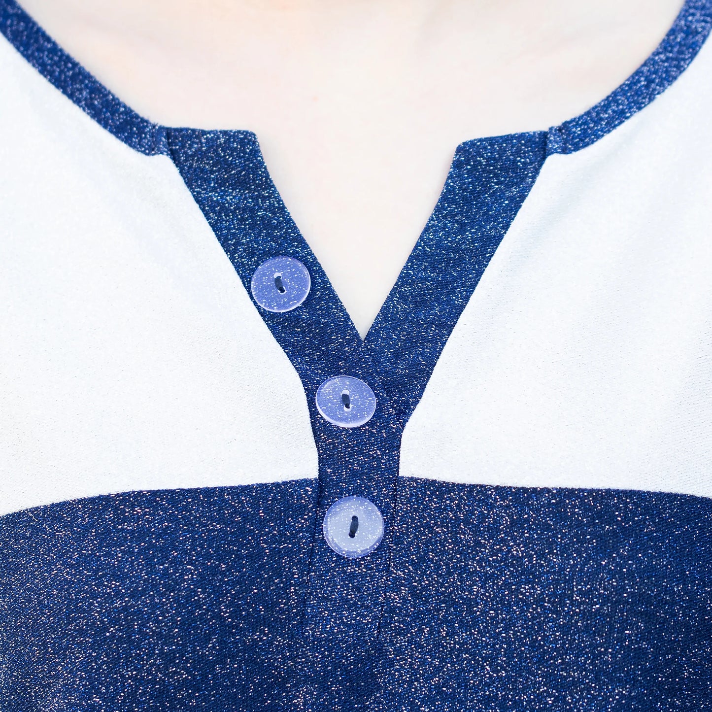 Game Day Shimmery Top with Accent Buttons - Blue