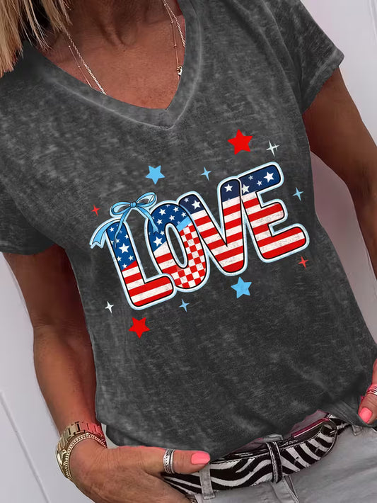 Women's Love V-neck Vinyl Graphic T-Shirt