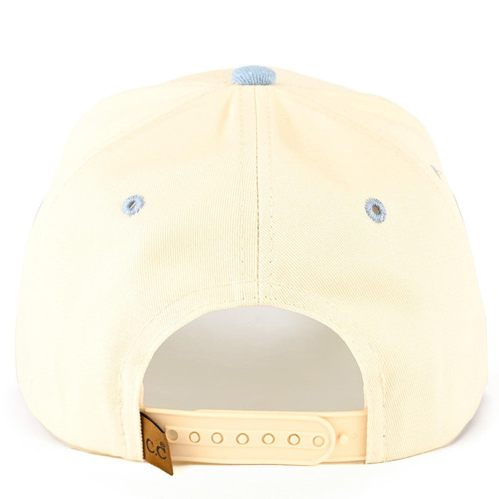 C.C TCM0090 Two Tone Canvas Embroidered Flower Flag Baseball Cap