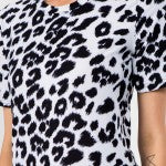 Women's New Mix Brand Camouflage Short Sleeve Top & Biker Short Set - White Leopard