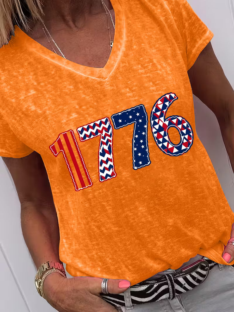 Women's 1776  V-neck Vinyl Graphic T-Shirt