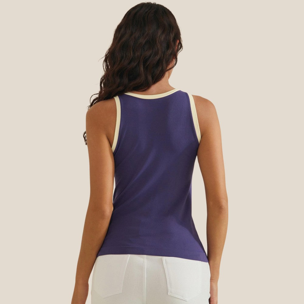 Reversible High Neck Two Tone Tank Top - Midnight Blue