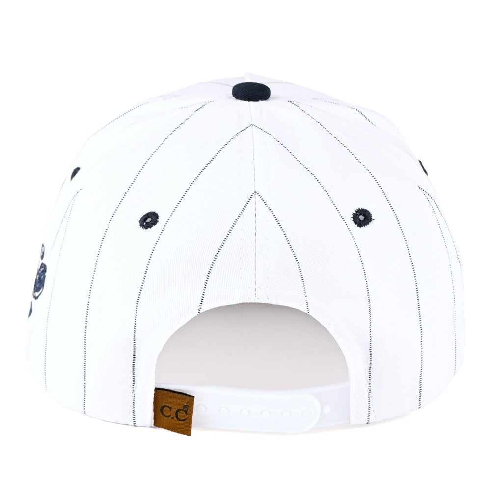 C.C TCM0077 Two Tone & Pin Stripe Embroidered "Play Ball" Baseball Cap