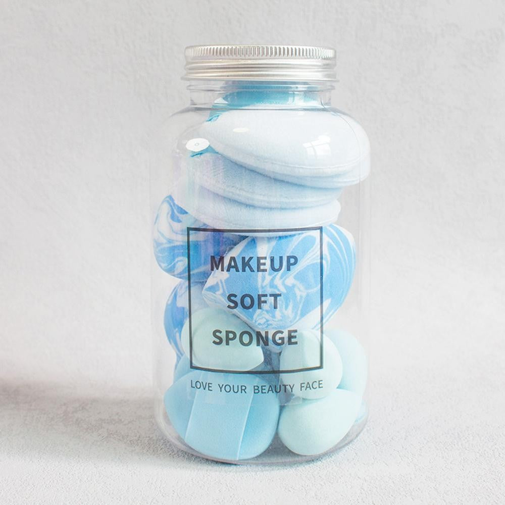 Jar Of Powder Puffs & Makeup Blenders