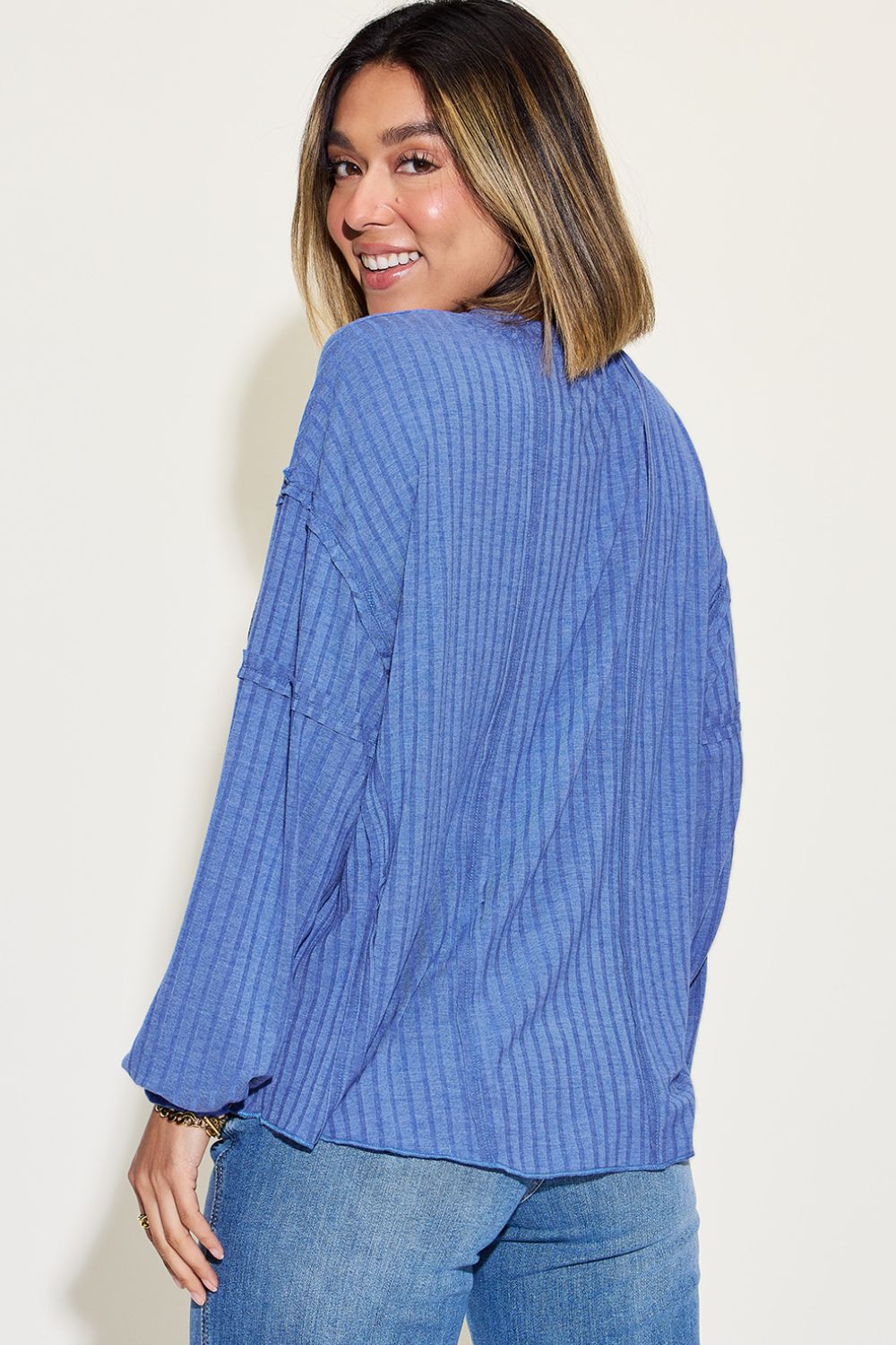 8 Colors! Basic Bae Full Size Ribbed Round Neck Long Sleeve T-Shirt