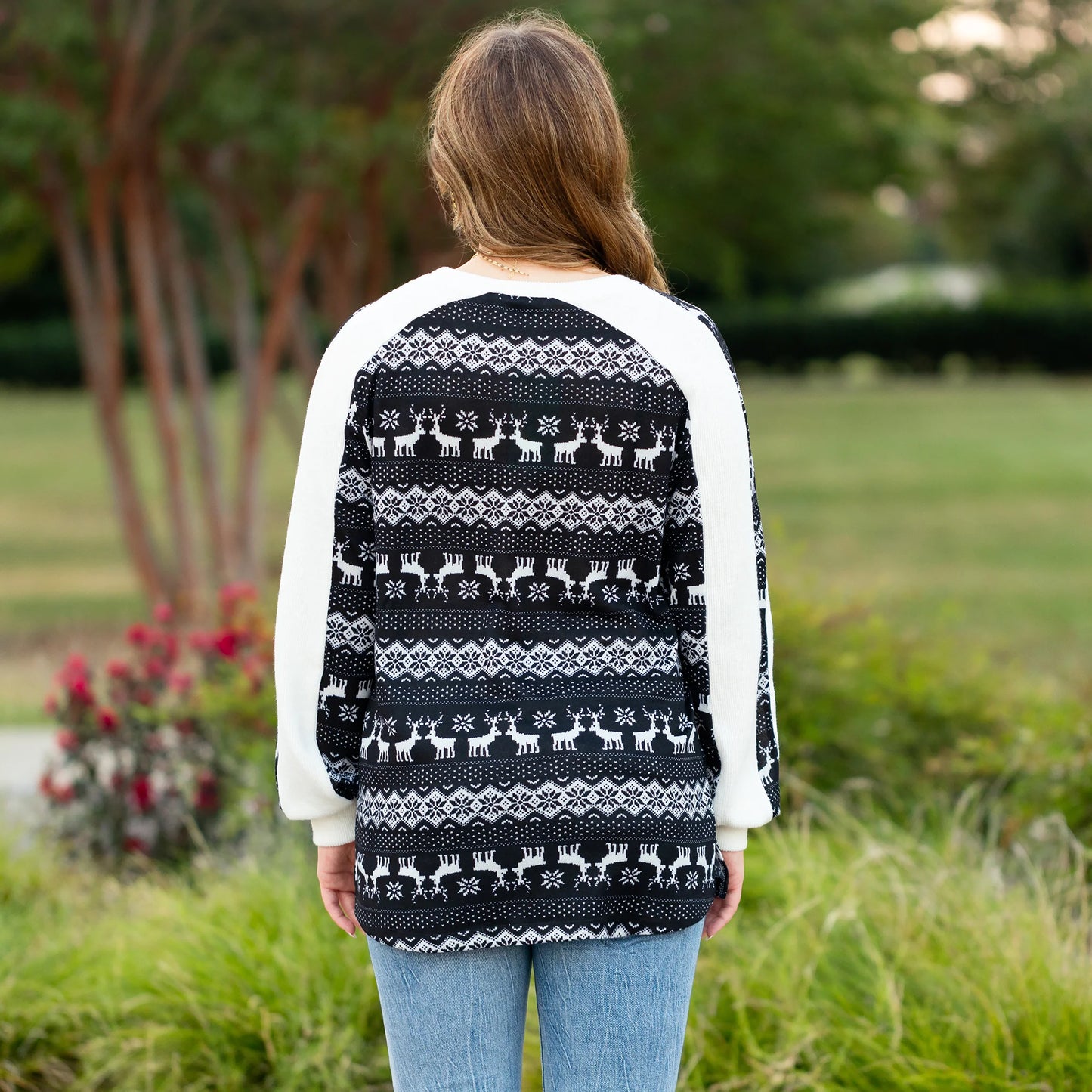 Sunshine & Rodeo Reindeer & Snowflake Holiday Pullover