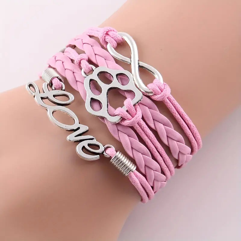 Love Paw Print Braided Bracelet - 5 Color Options!