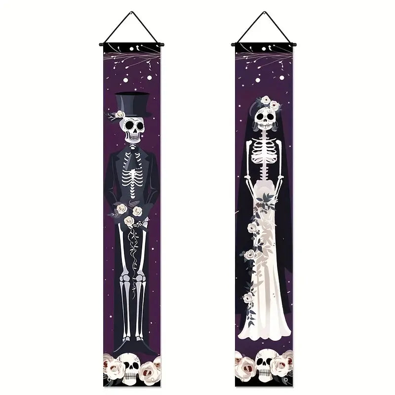 Skeleton Groom and Bride Door Banners