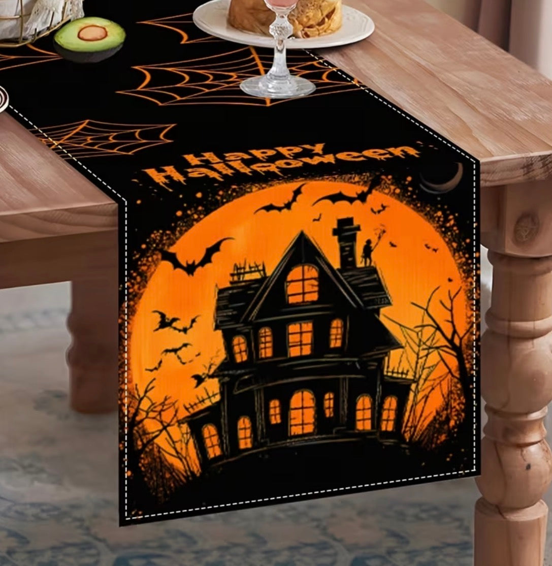 Preorder Black Haunted House Table Runner