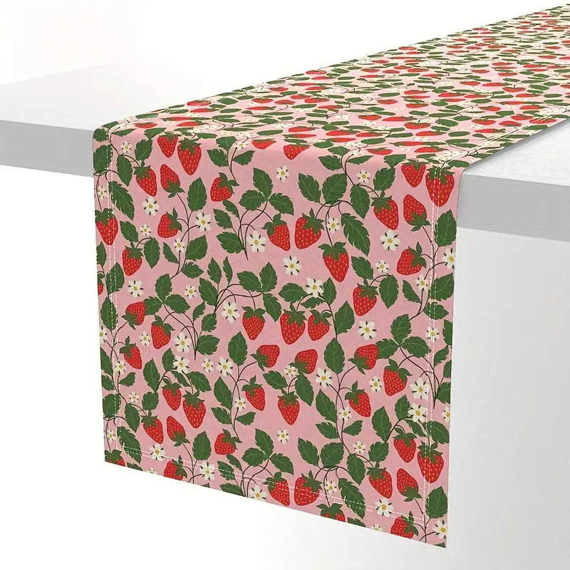 Pink Strawberry Table Runner