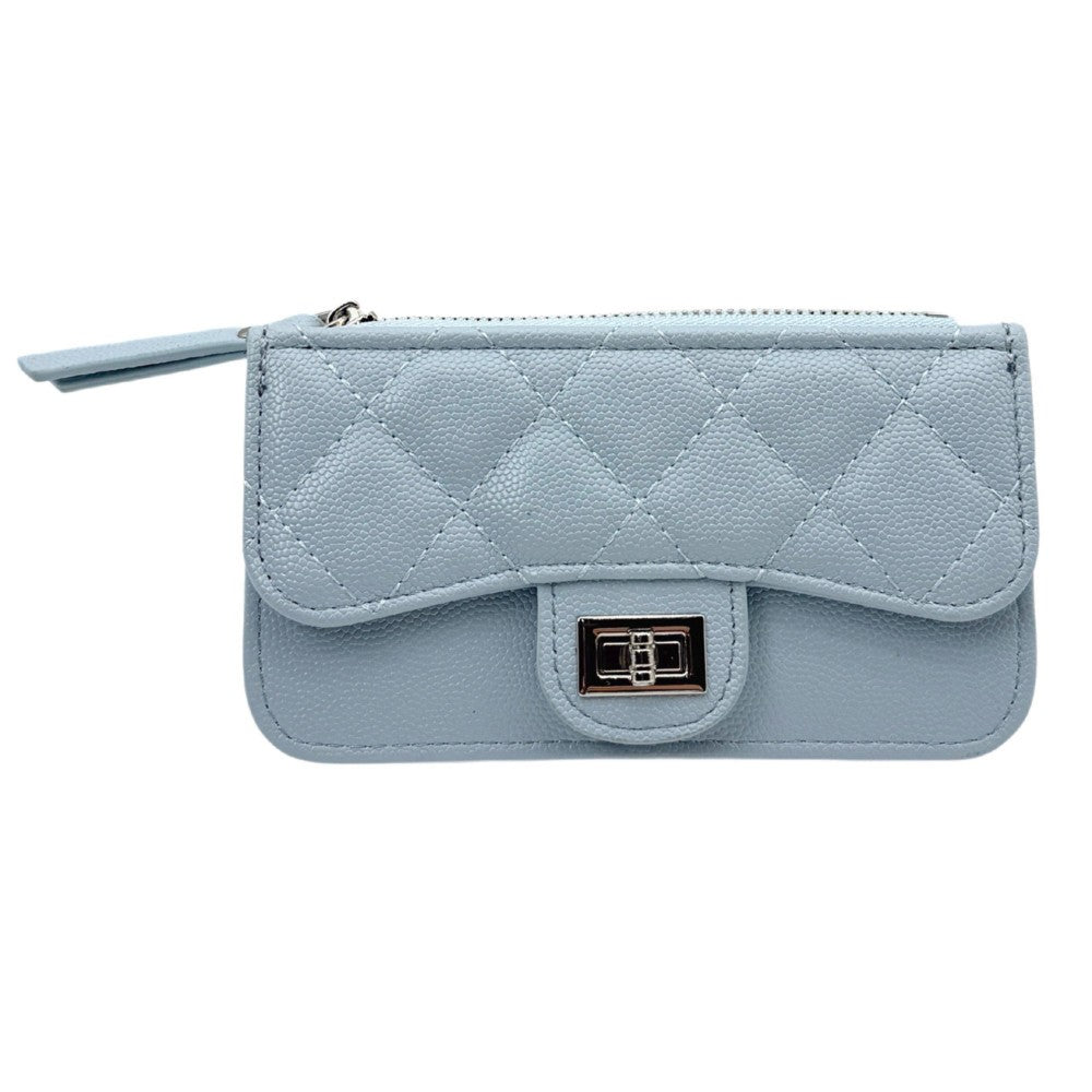 Quilted Vegan Leather Wallet With Turn Lock Closure