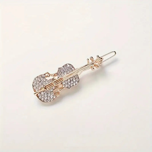 Rhinestone Violin Hair Clip