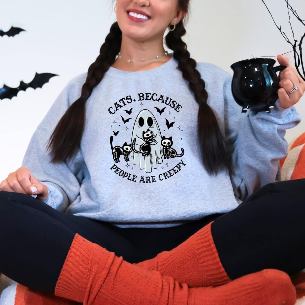 Cats Because People Are Creepy Graphic Sweatshirt