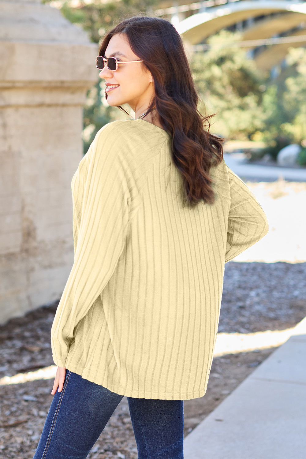 BF Doorbuster! 5 Colors! Basic Bae Full Size Ribbed Round Neck Long Sleeve Knit Top
