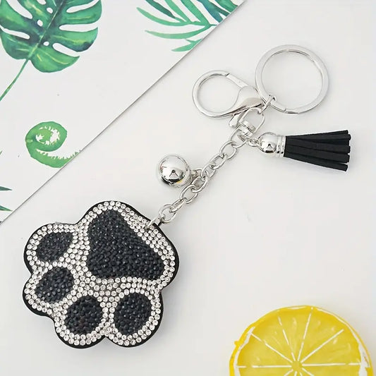 Rhinestone Paw Print Keychain