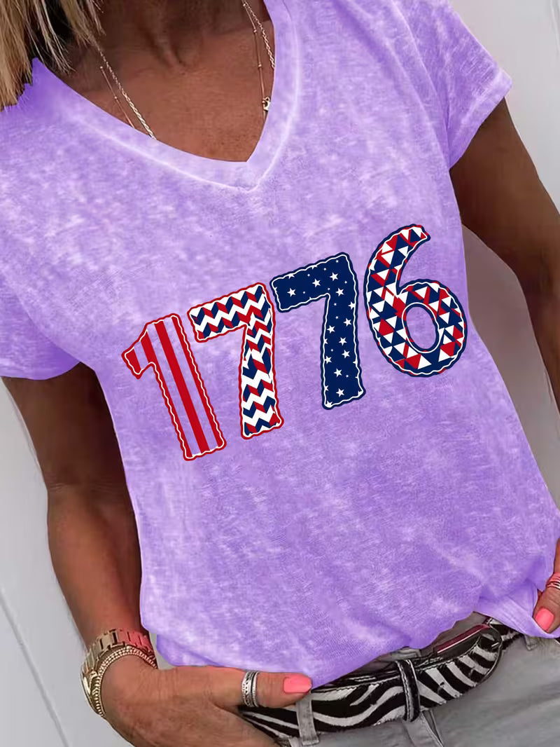 Women's 1776  V-neck Vinyl Graphic T-Shirt