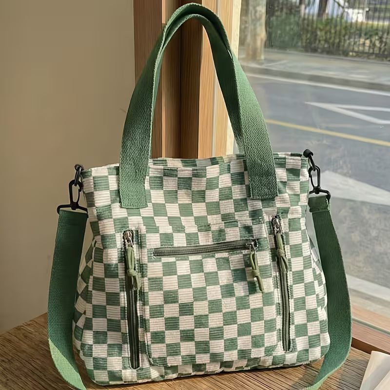 Checkered Crossbody Tote Bag - 4 Colors