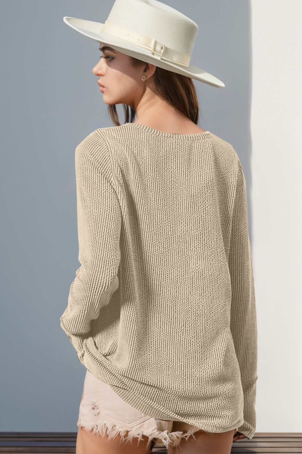DOORBUSTER Double Take Full Size Notched Thumbhole Long Sleeve T-Shirt