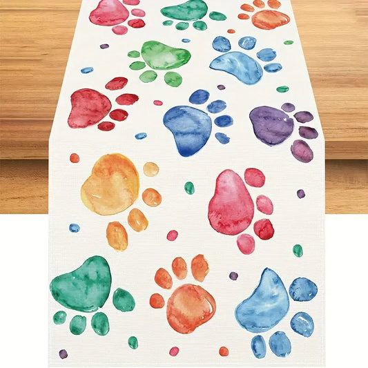 Rainbow Paw Print Table Runner