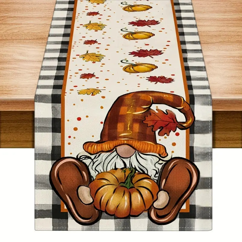 Gnome Pumpkin Table Runner