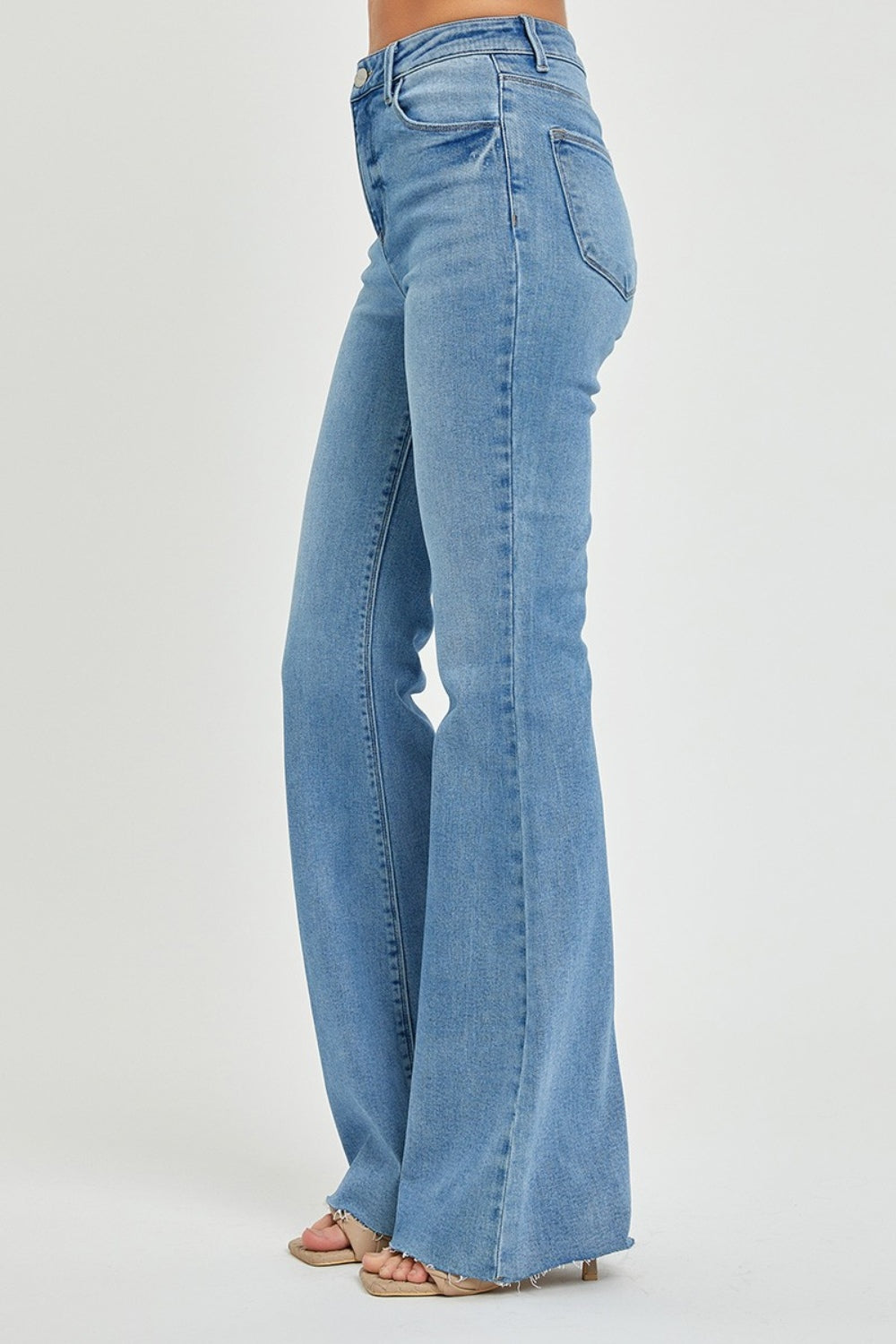 RISEN Full Size High Rise Raw Cut Hem Bootcut Jeans