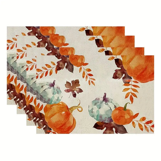 Watercolor Pumpkins 4 Piece Place Mats