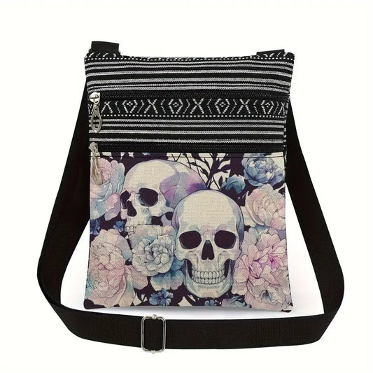 Blue/Pink Skull Crossbody Purse