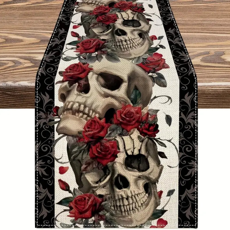 Skull Roses Table Runner