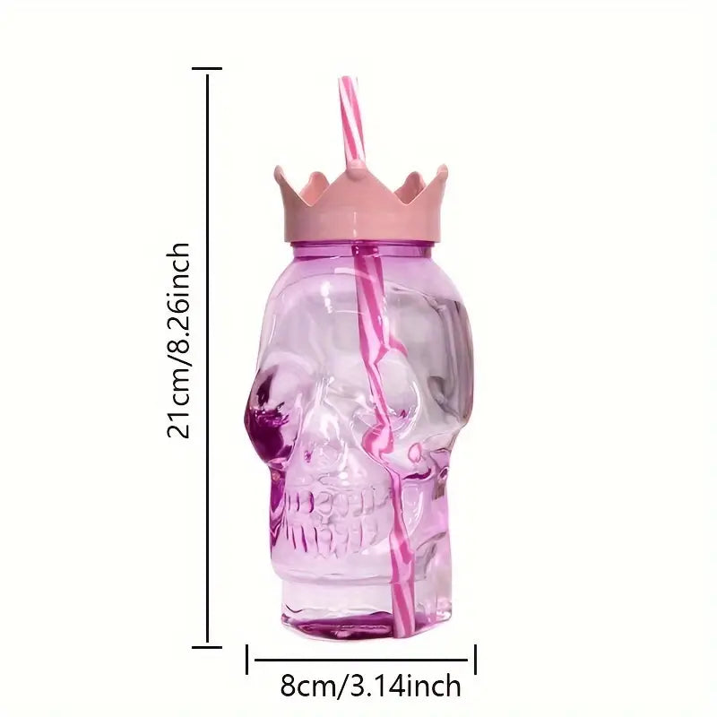 Plastic Skull Water Bottle With Straw