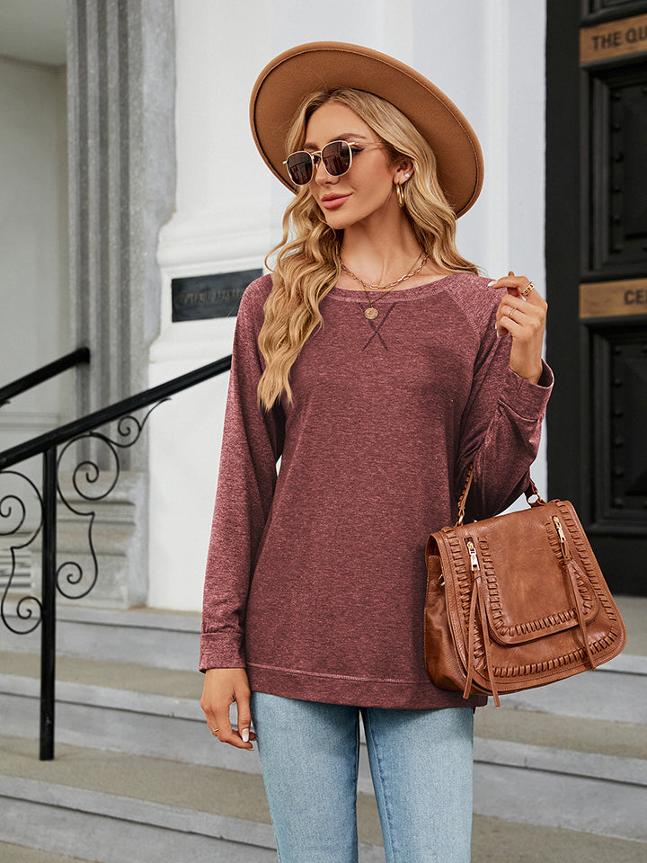 6 colors! Round Neck Long Sleeve T-Shirt