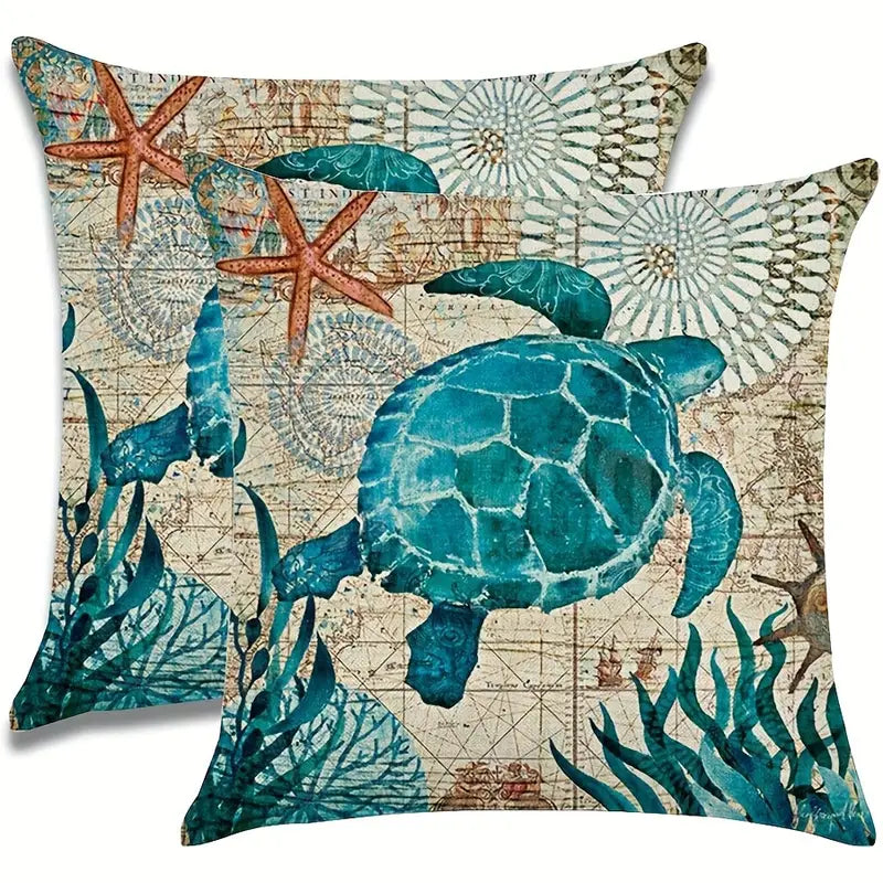 Swimming Turtles Pillow Cover Set