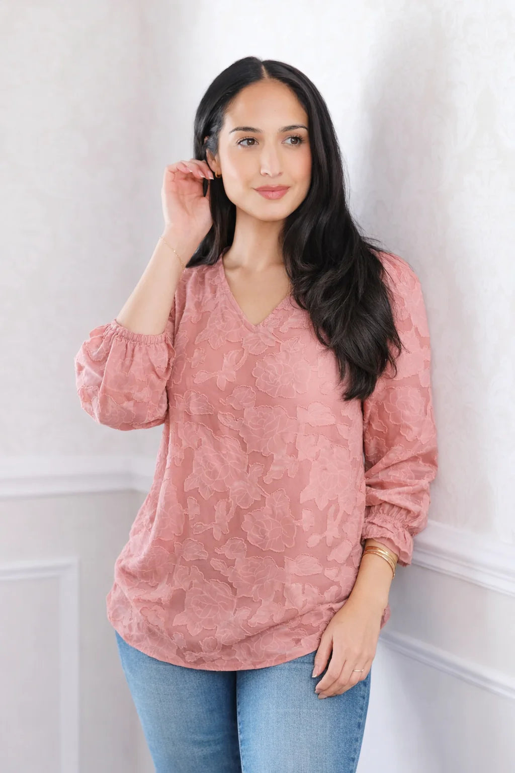 Pink Rose Long Sleeve Top