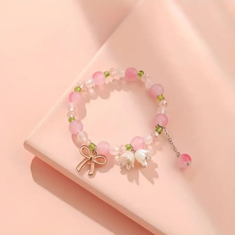 Tulip Bow Bead Bracelet - 2 Color Options!