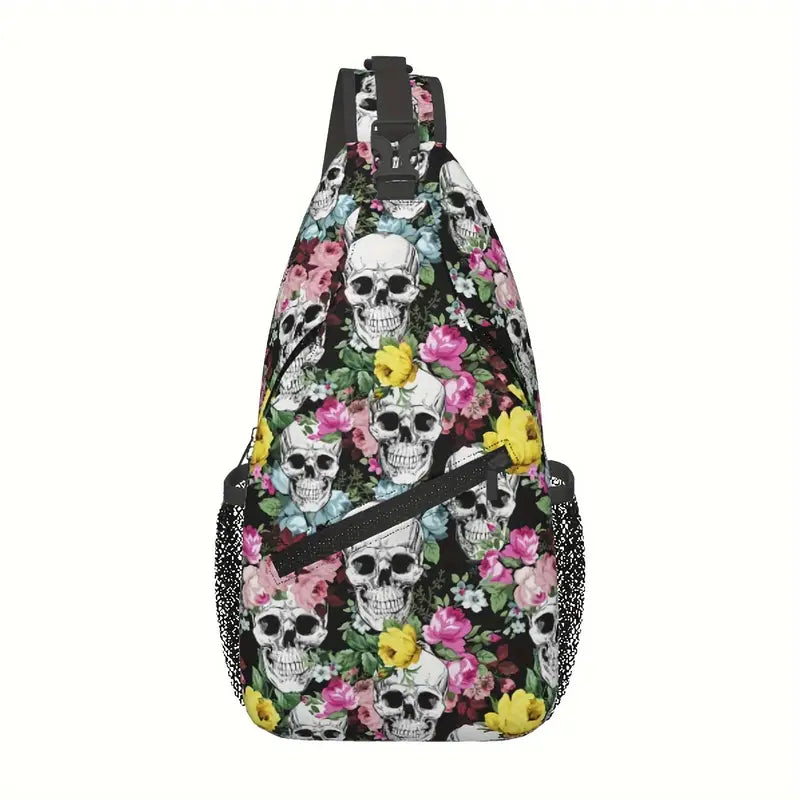 Floral Skull Sling Bag